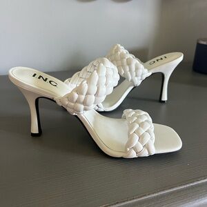 INC International Concepts White Braided Heels